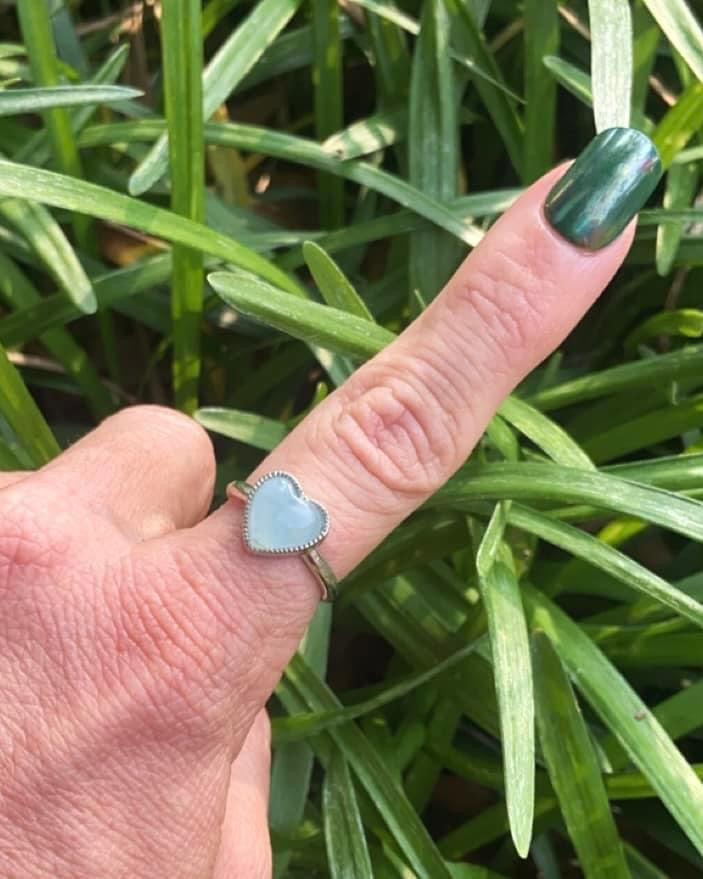 Aquamarine Heart Rings