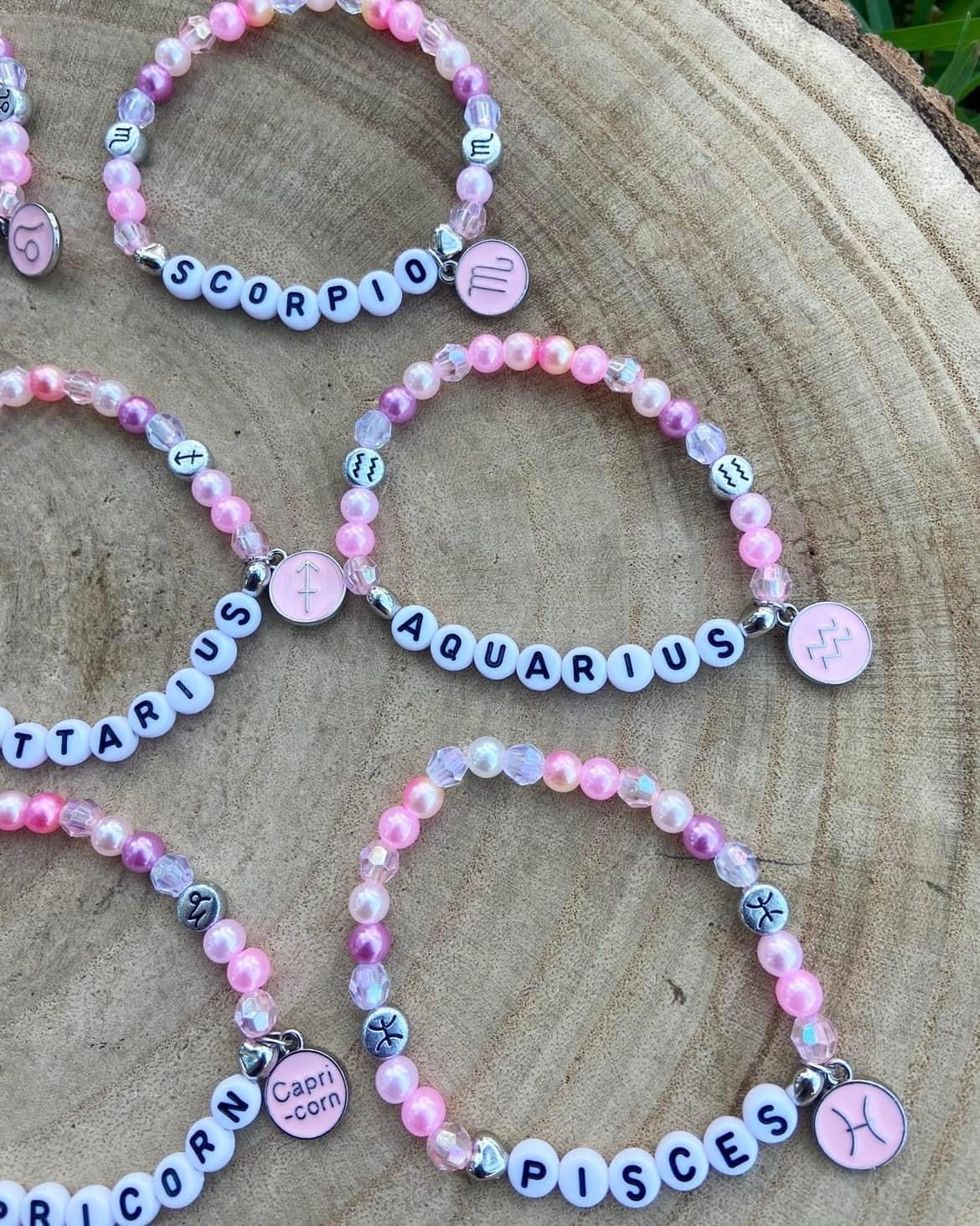 Pink Zodiac Bracelets 6mm