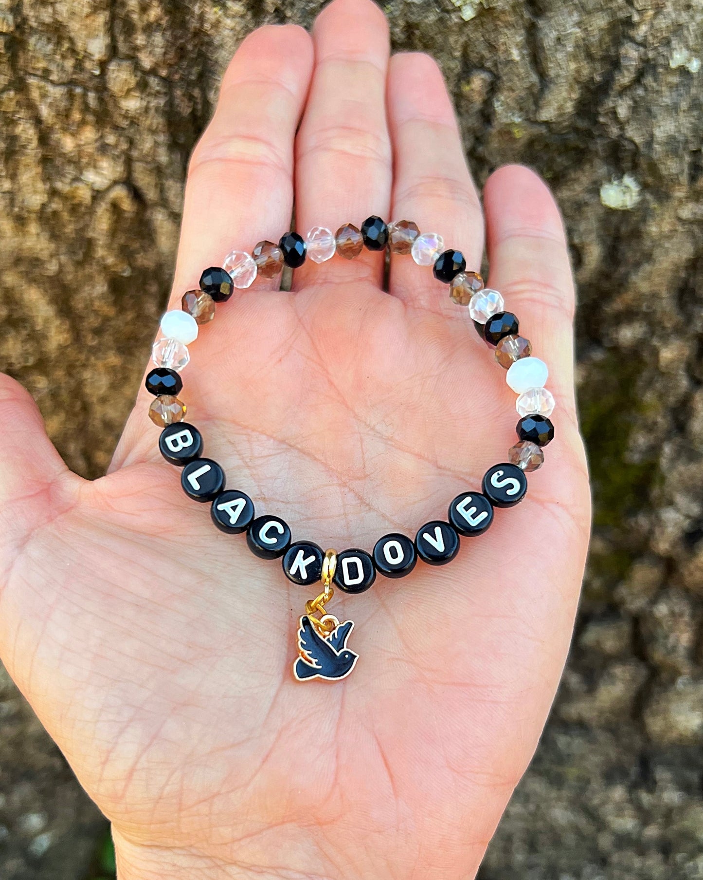 White Roses, Black Doves Bracelets