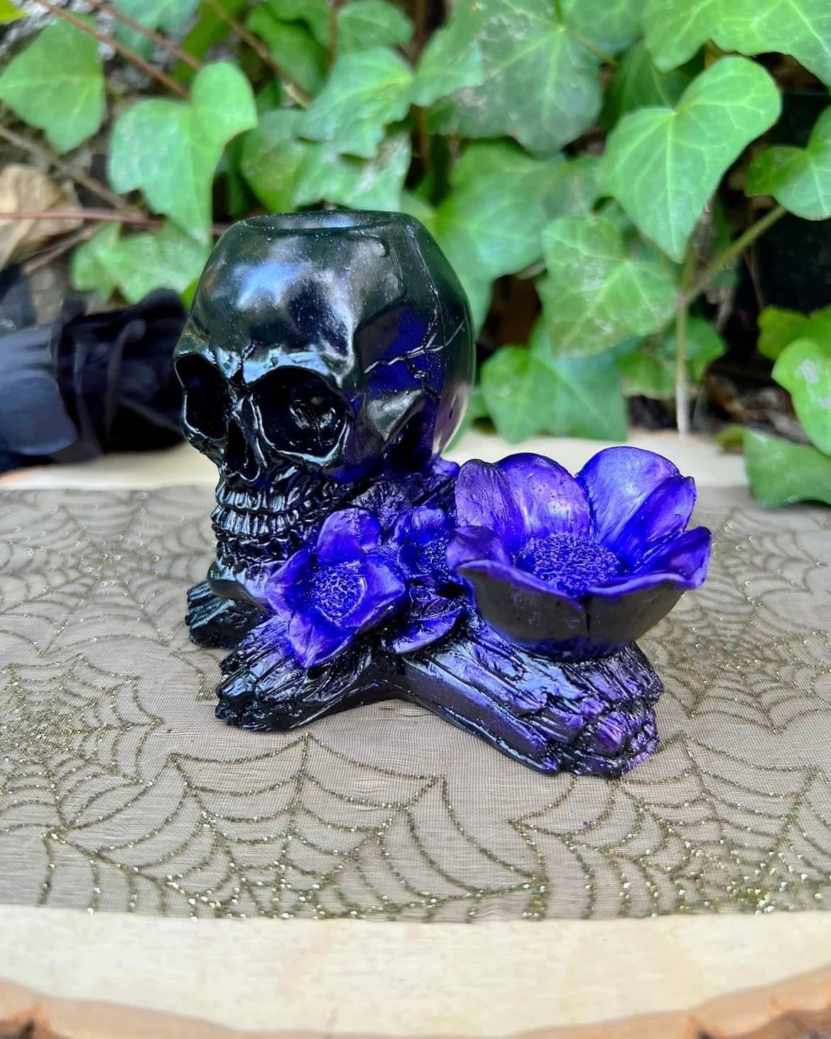 Skull with Flower Sphere Stand