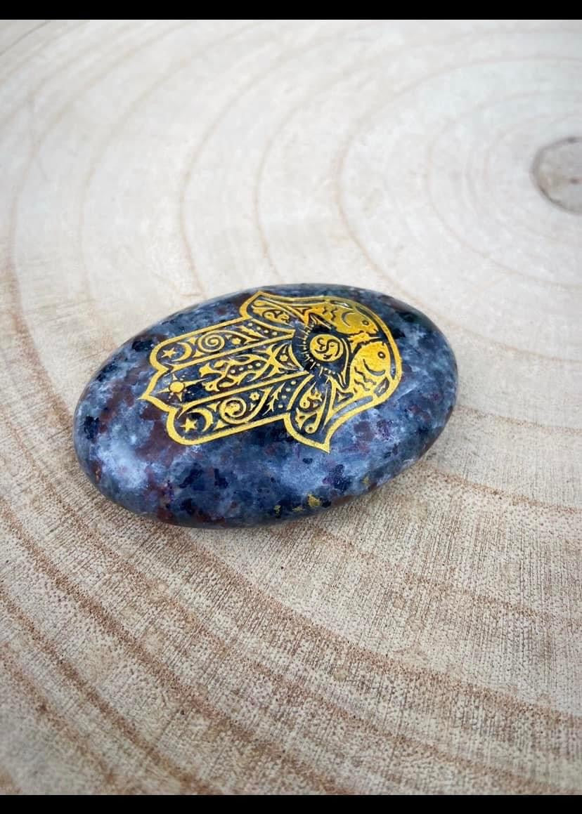 Yooperlite Hamsa Palm Stone