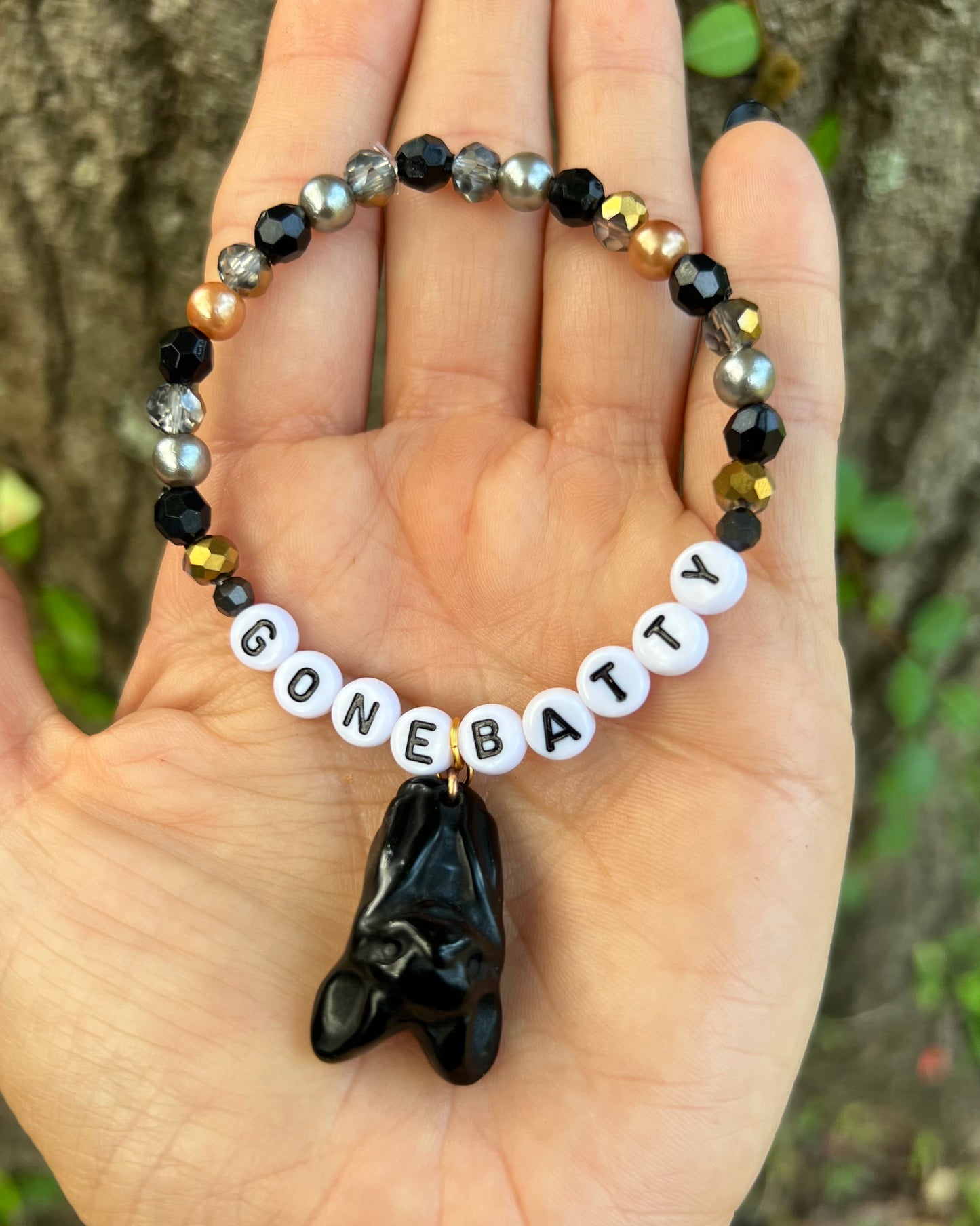 Black Obsidian Bat Bracelet