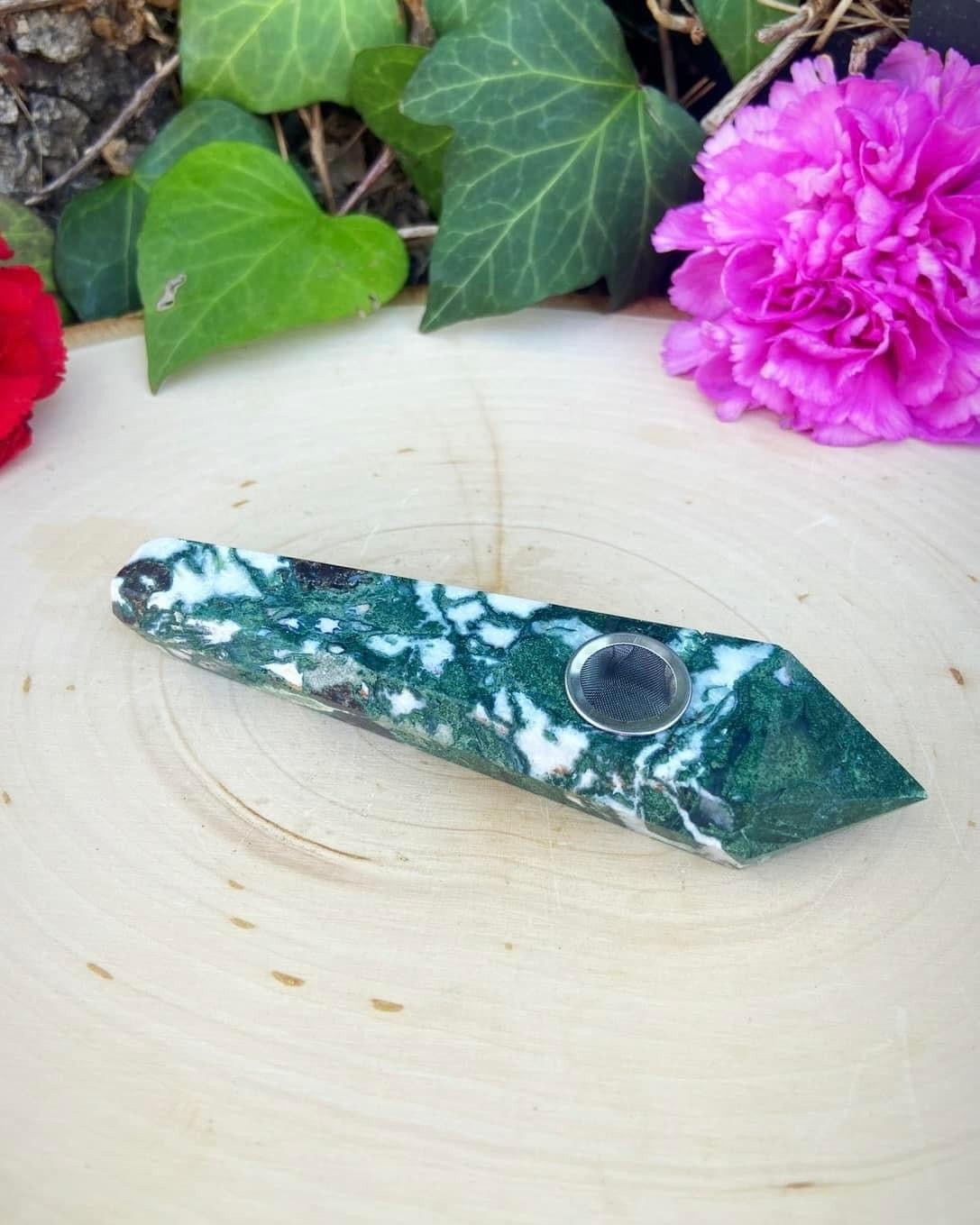 Moss Agate Pipe