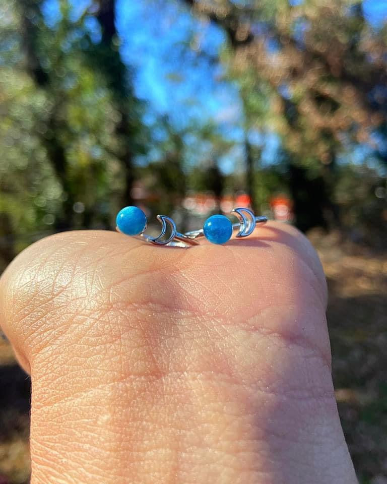 Blue Apatite Moon Rings