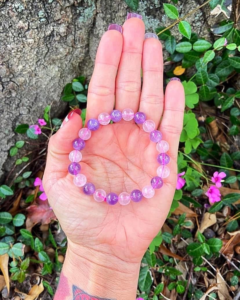 Rose Quartz and Amethyst Bracelets 8mm