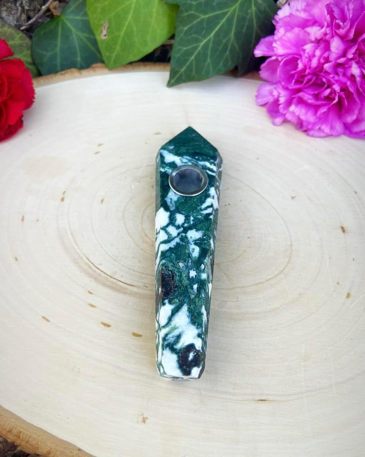 Moss Agate Pipe