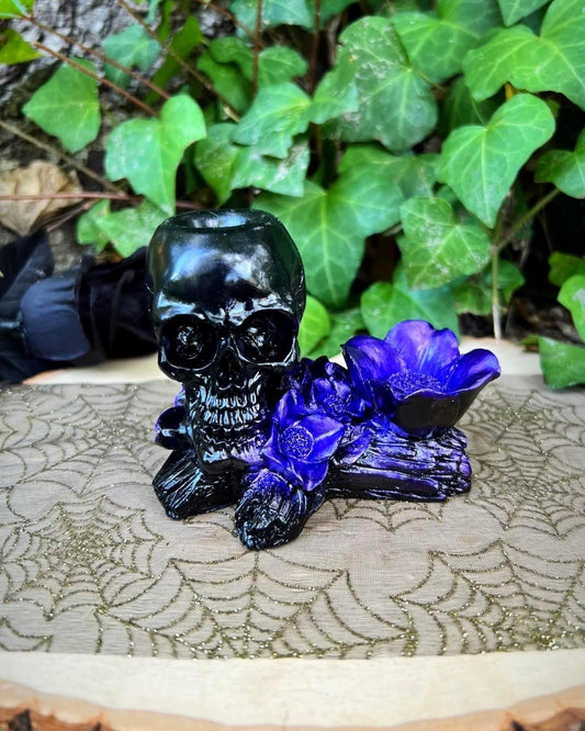 Skull with Flower Sphere Stand