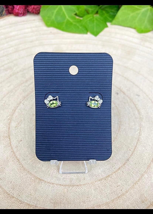 Peridot Hello Kitty Earrings