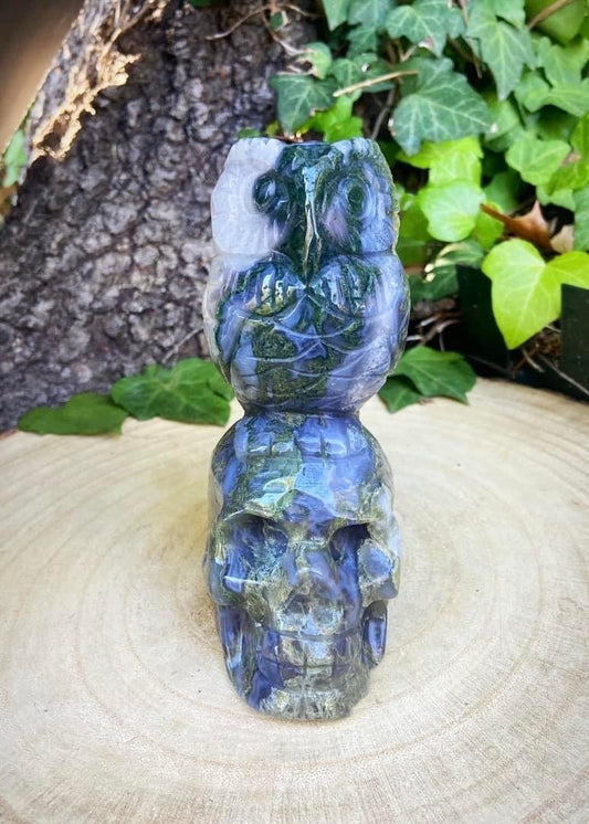 Moss Agate Skull