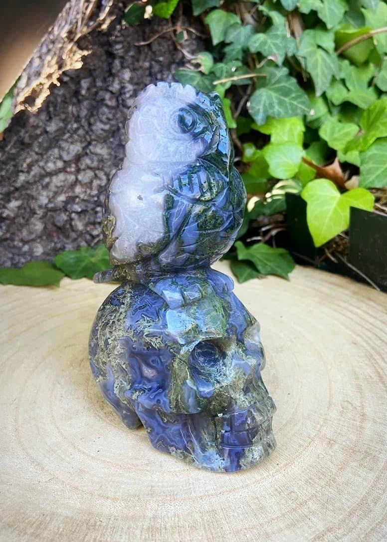 Moss Agate Skull