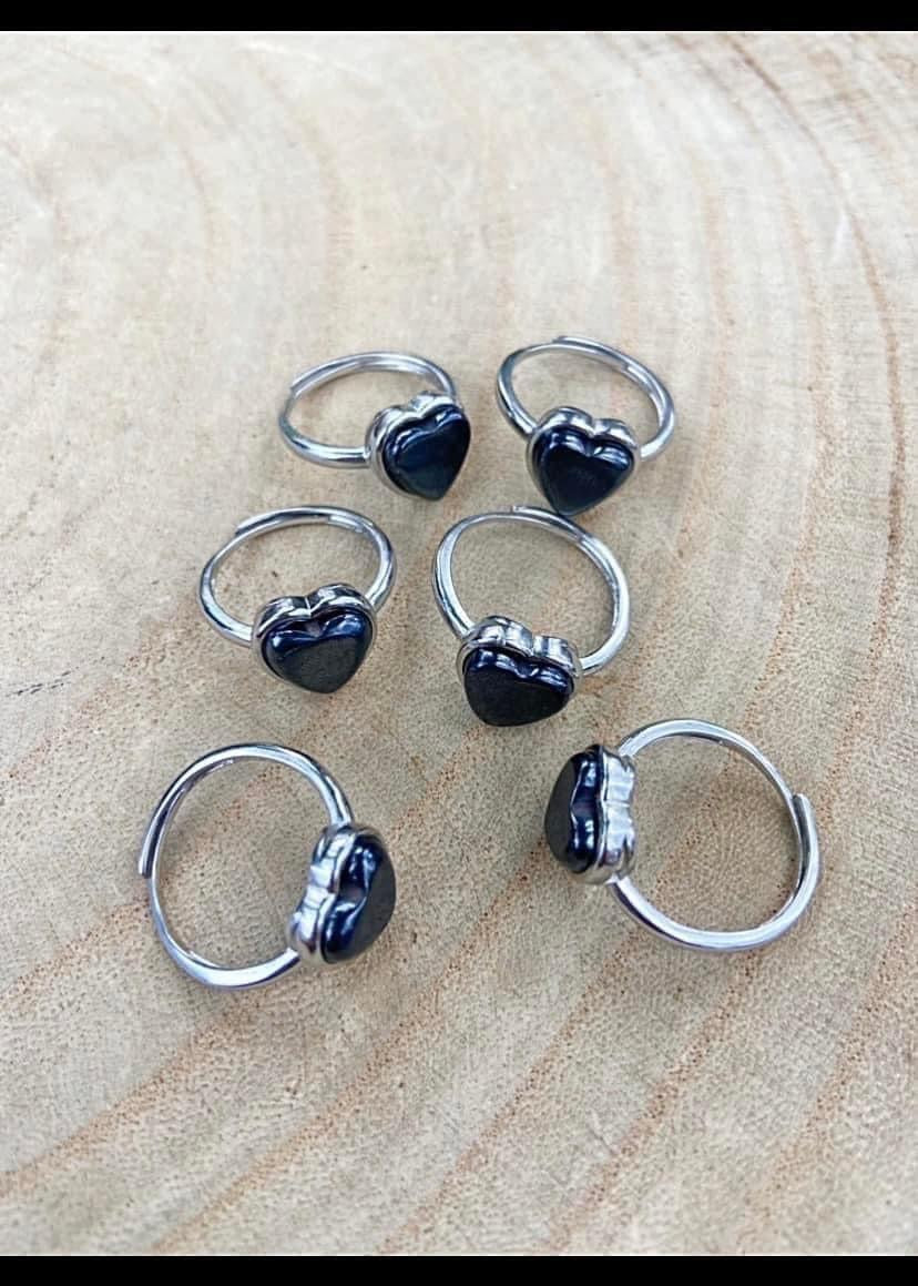 Hematite Heart Ring