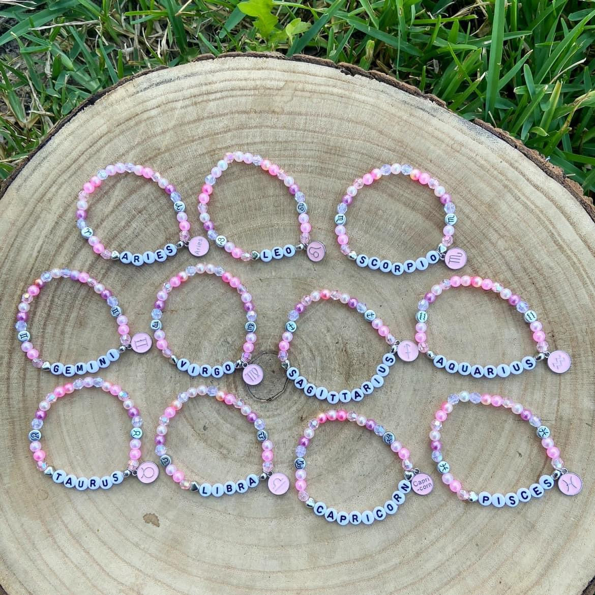 Pink Zodiac Bracelets 6mm