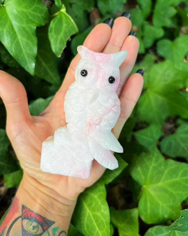 Pink Aragonite Owl