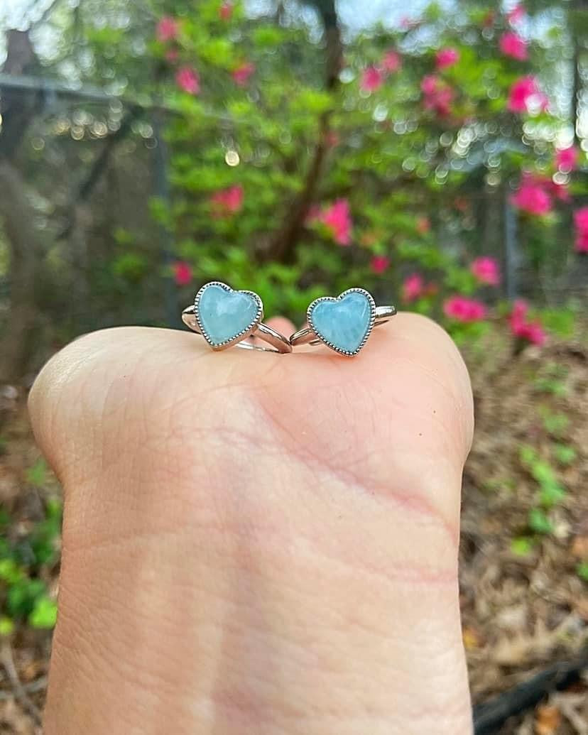 Aquamarine Heart Rings