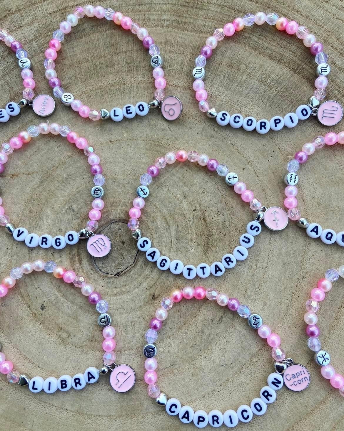 Pink Zodiac Bracelets 6mm