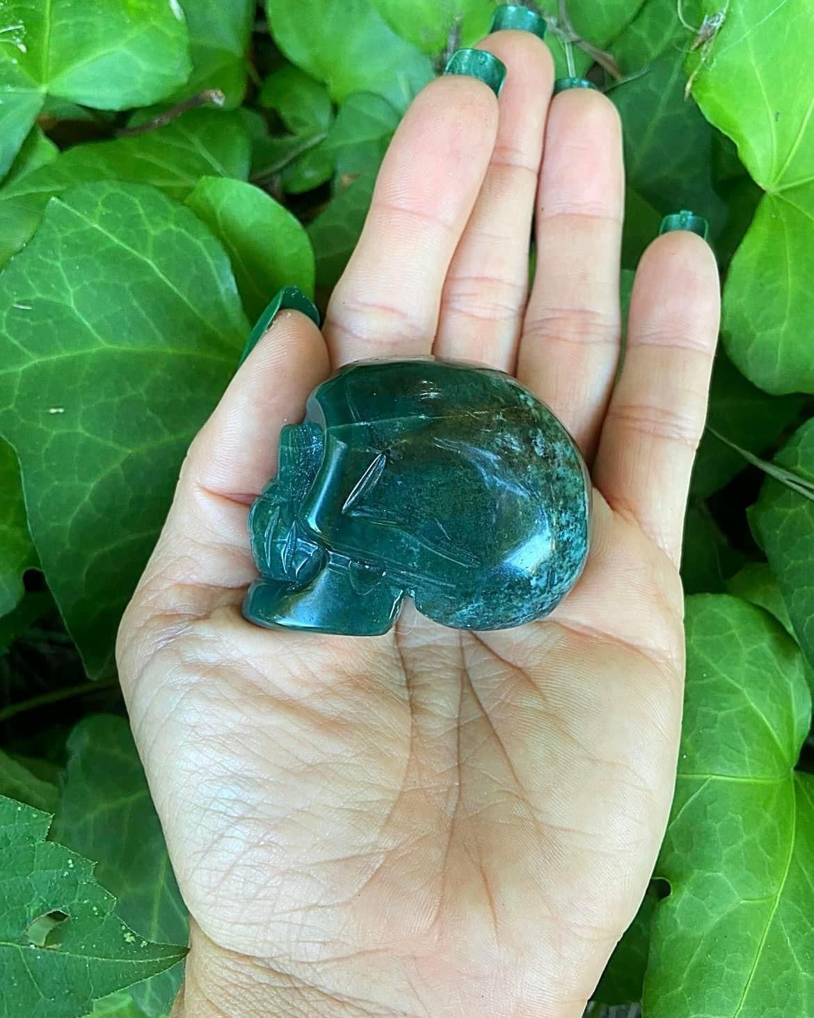 Moss Agate Skull