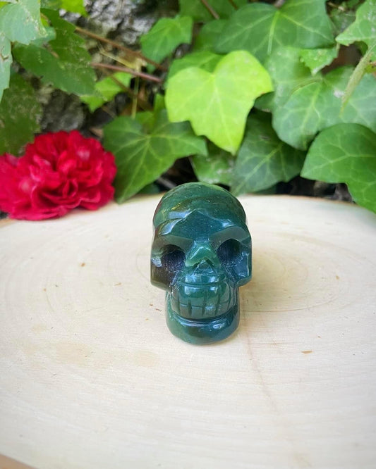 Moss Agate Skull