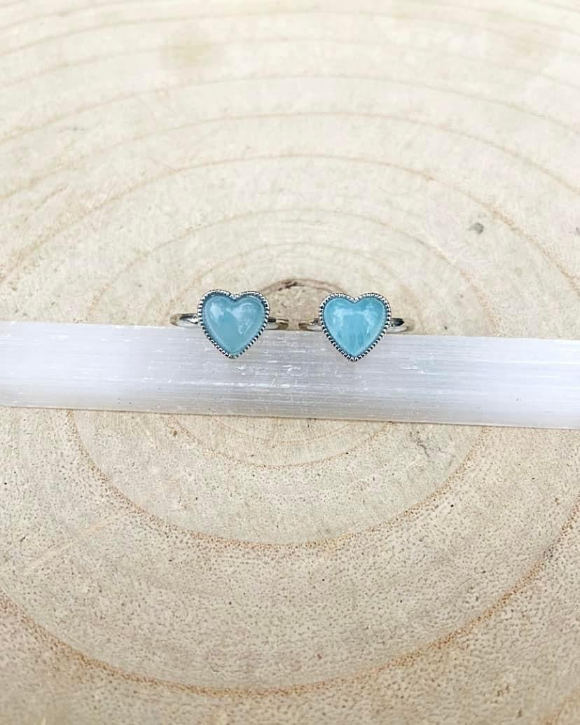 Aquamarine Heart Rings