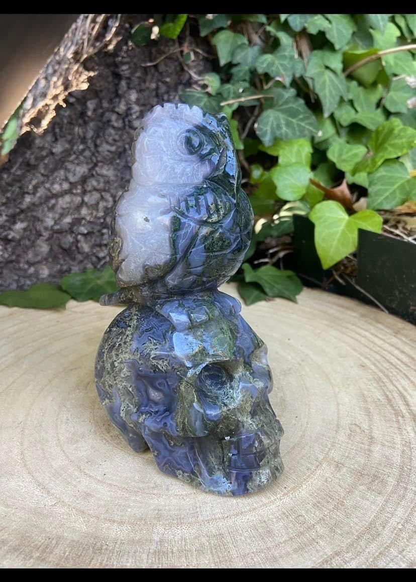 Moss Agate Skull