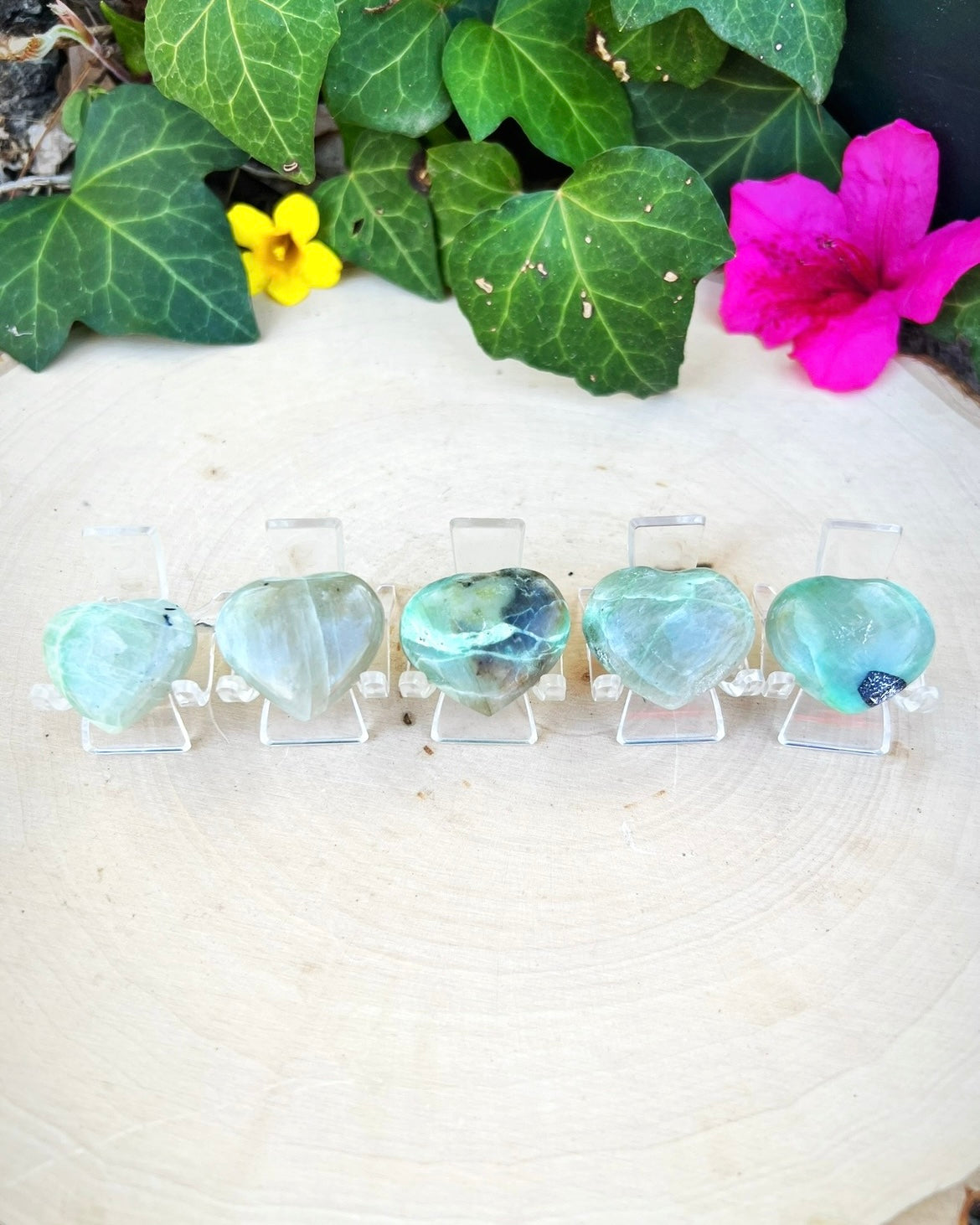 Green Moonstone Hearts