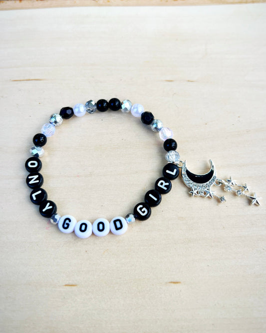 Only Good Girl Bracelet (with Black and White Letter Beads)
