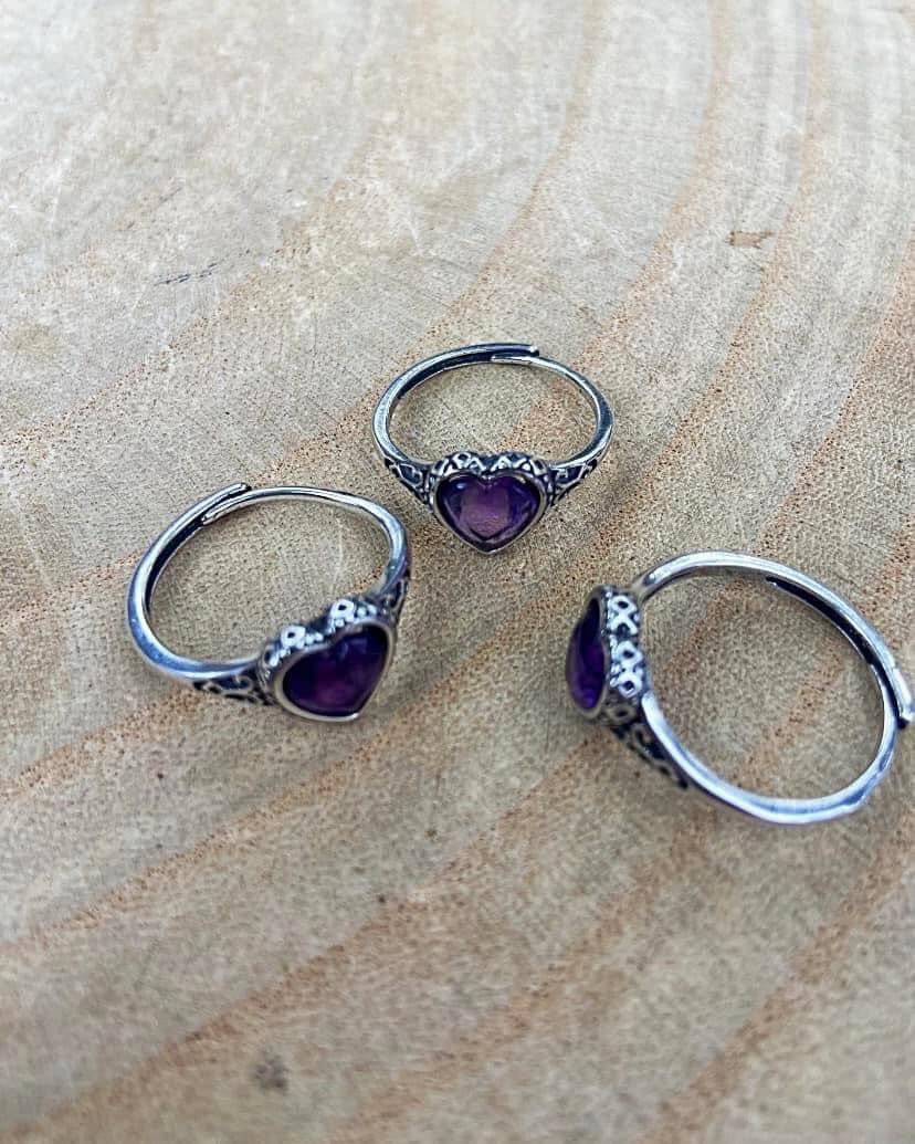 Amethyst Heart Rings