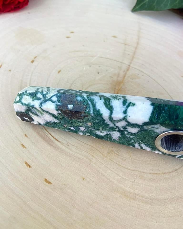 Moss Agate Pipe