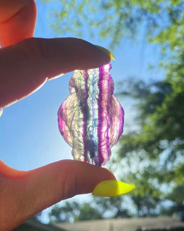 Fluorite Owl Skull