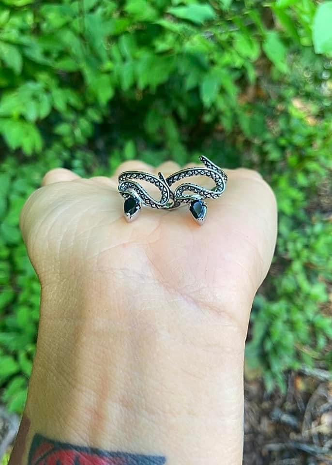 Black Obsidian Snake Rings