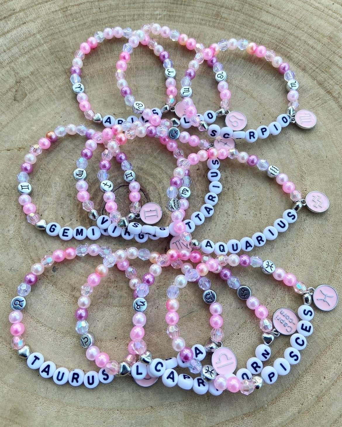 Pink Zodiac Bracelets 6mm