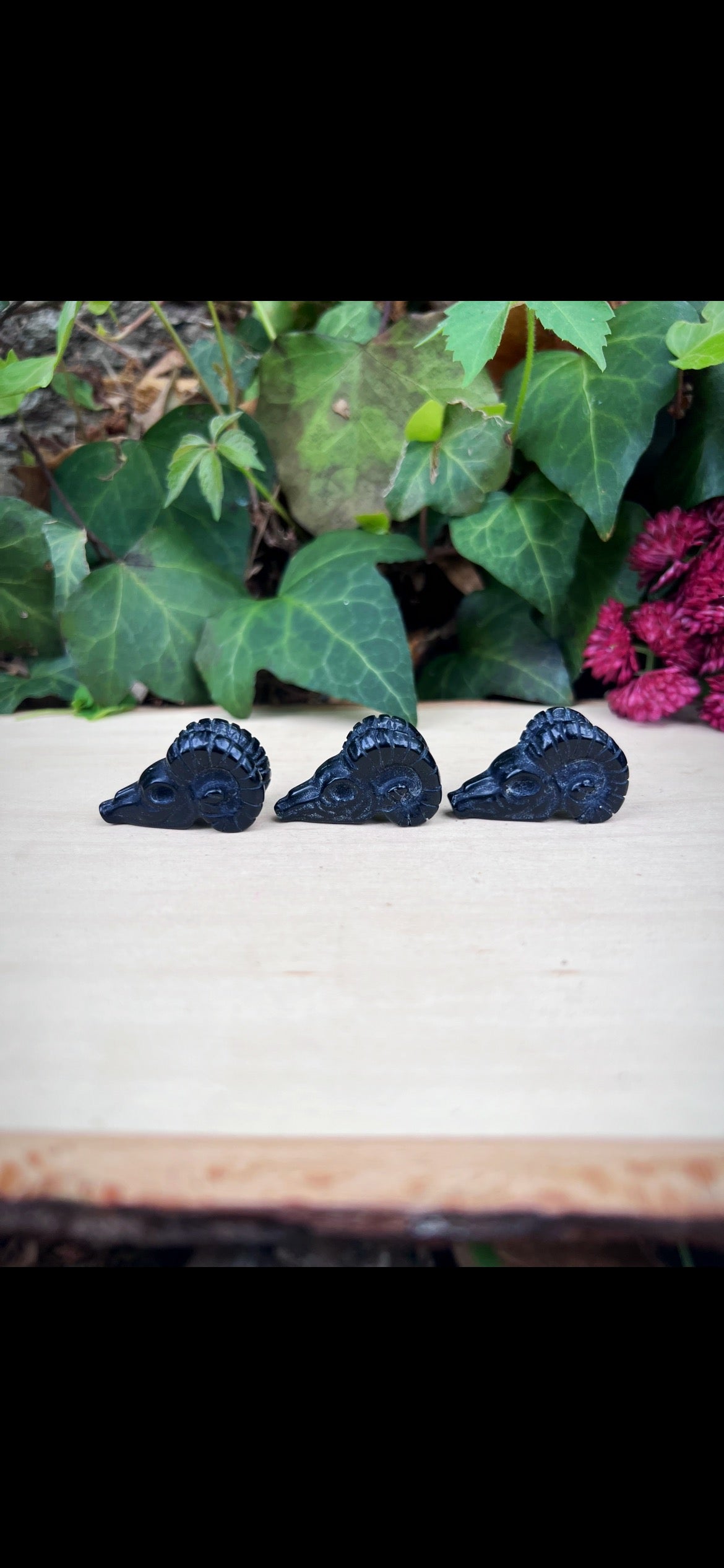 Black Obsidian Ram Heads