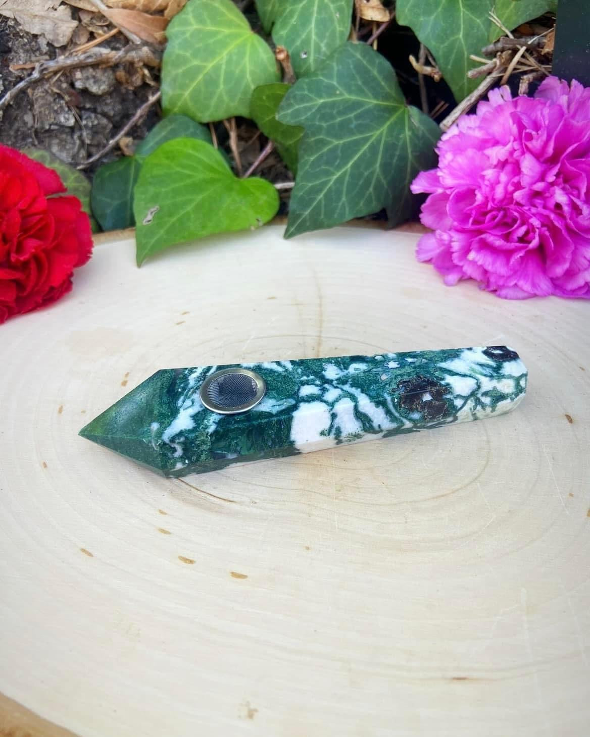 Moss Agate Pipe