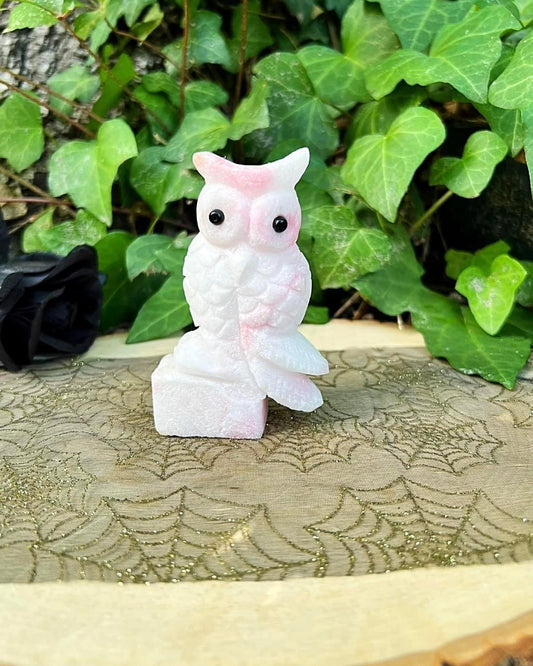 Pink Aragonite Owl