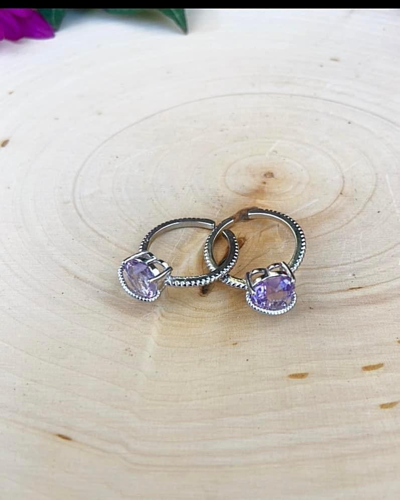 Amethyst Heart Rings