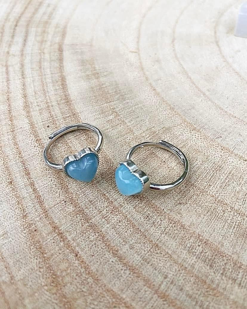 Aquamarine Heart Rings