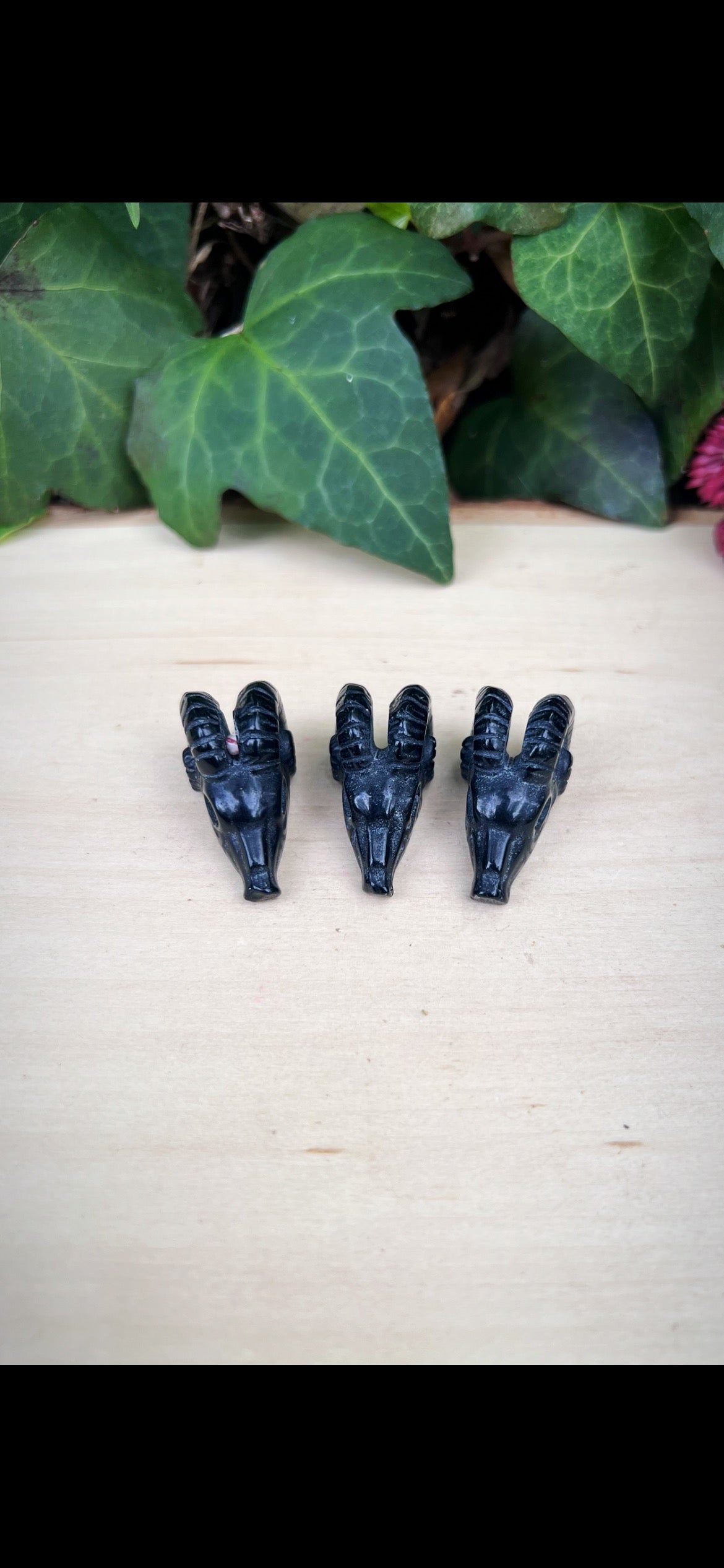 Black Obsidian Ram Heads