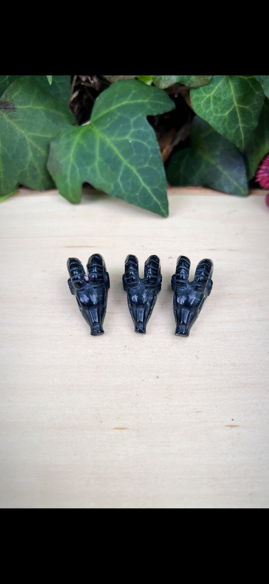 Black Obsidian Ram Heads
