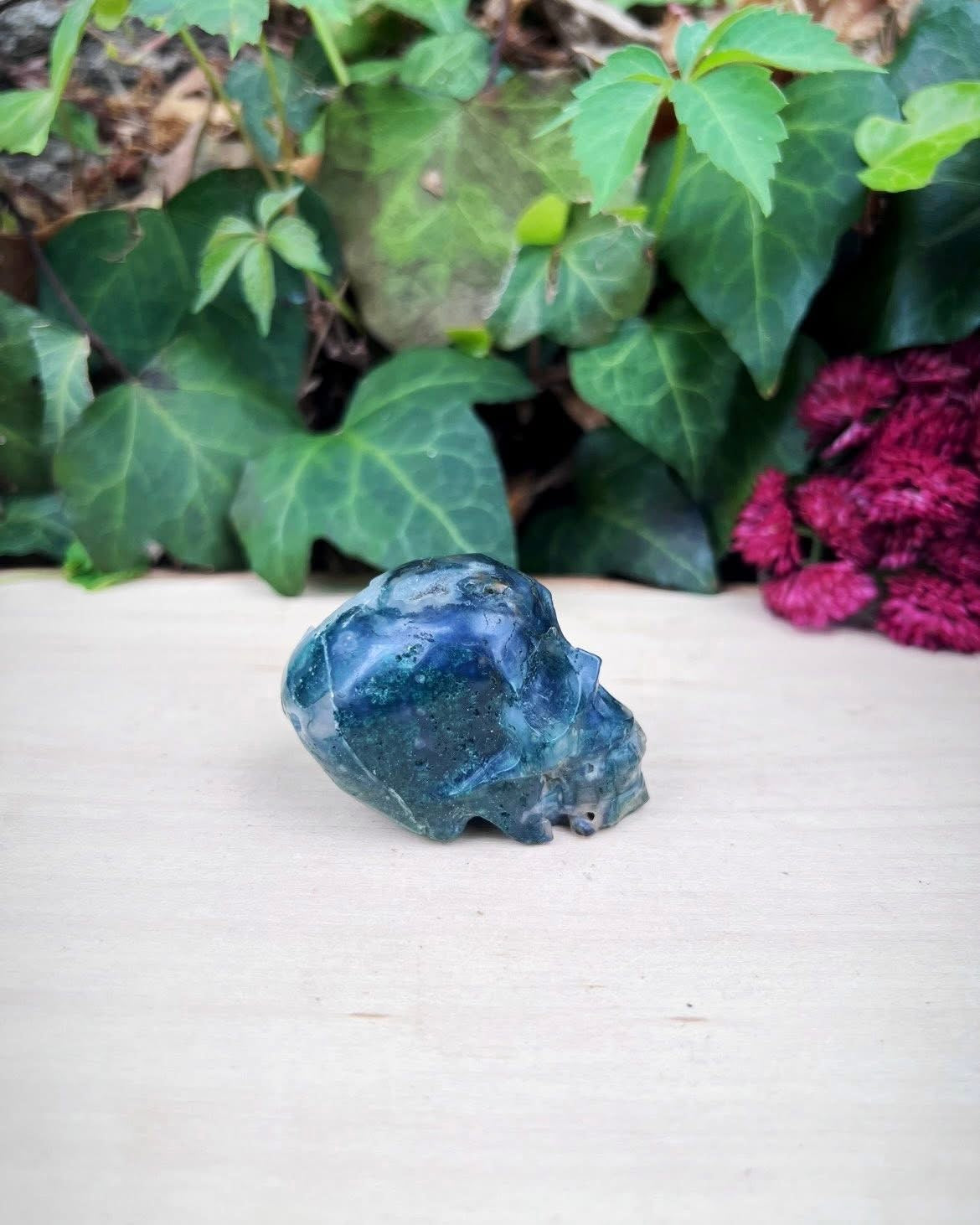 Moss Agate Skull
