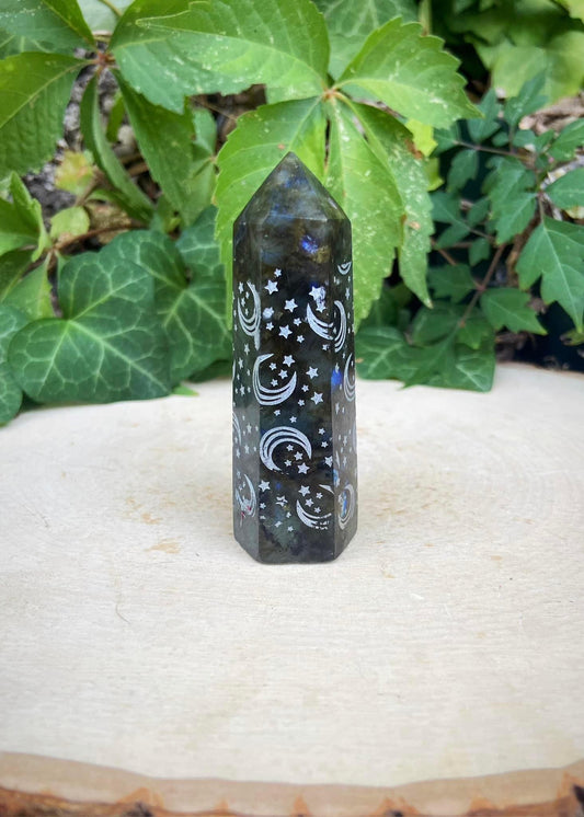 Labradorite Moon and Stars Tower