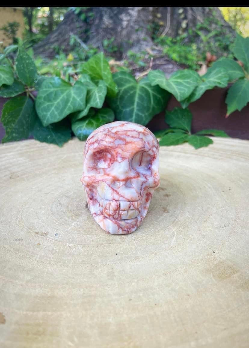 Red Vein Jasper Skull