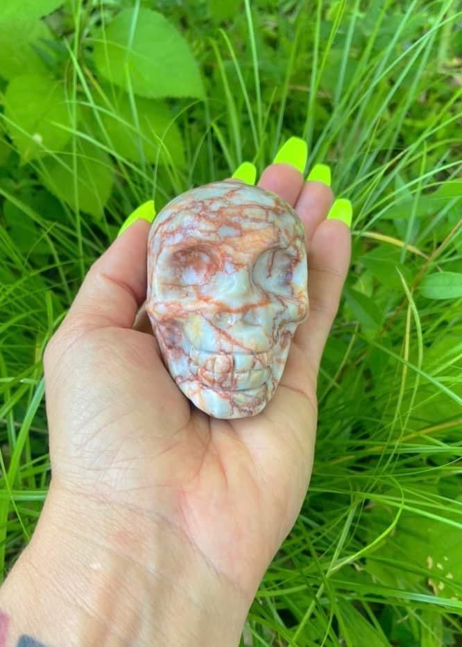 Red Vein Jasper Skull