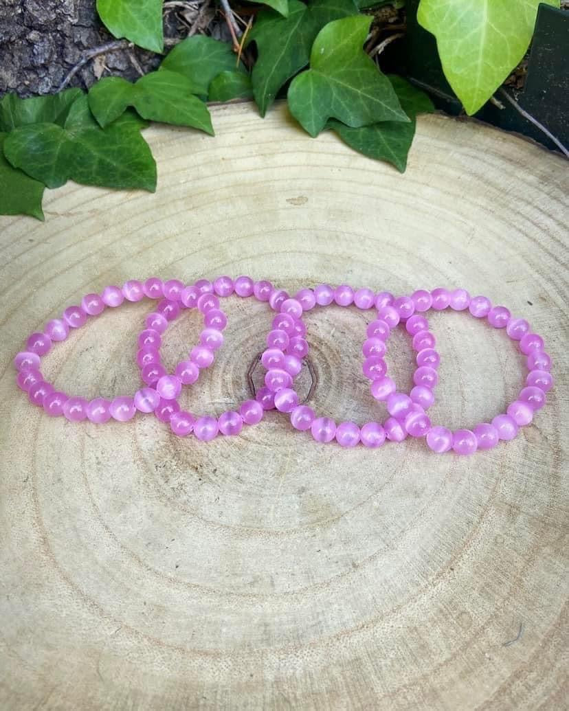 Pink Cat’s Eye Bracelets 8mm