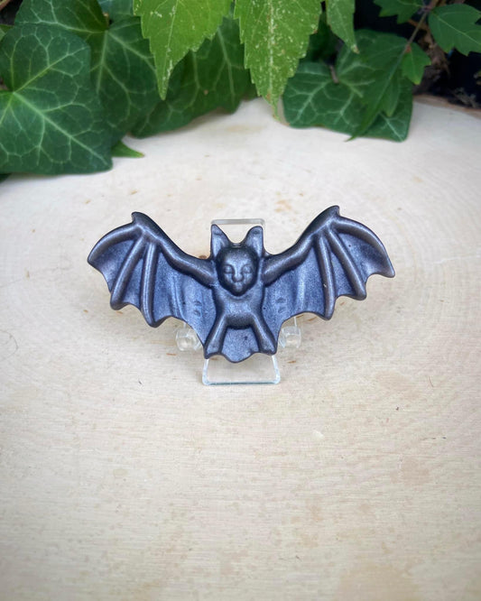 Silver Sheen Obsidian Bat