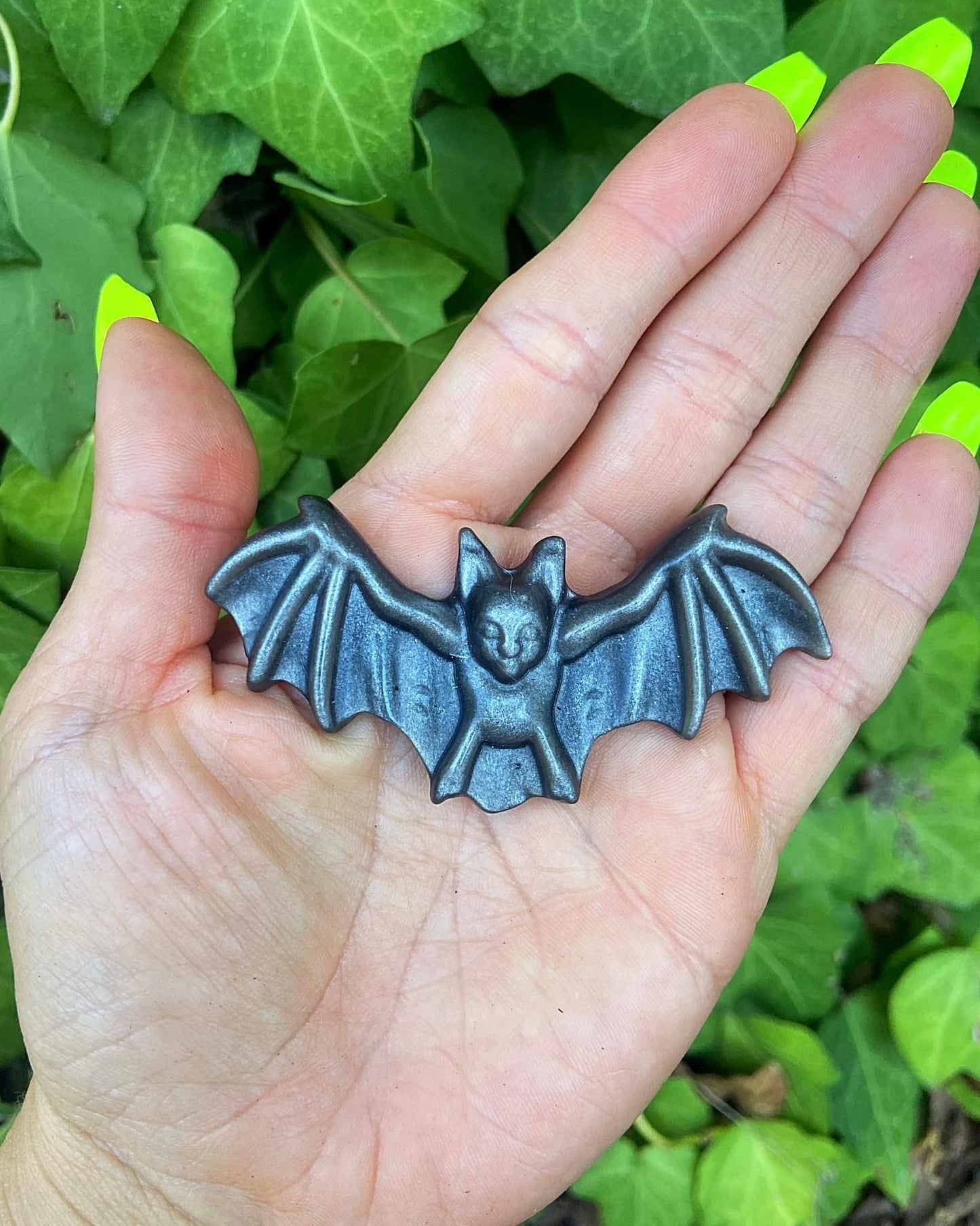 Silver Sheen Obsidian Bat