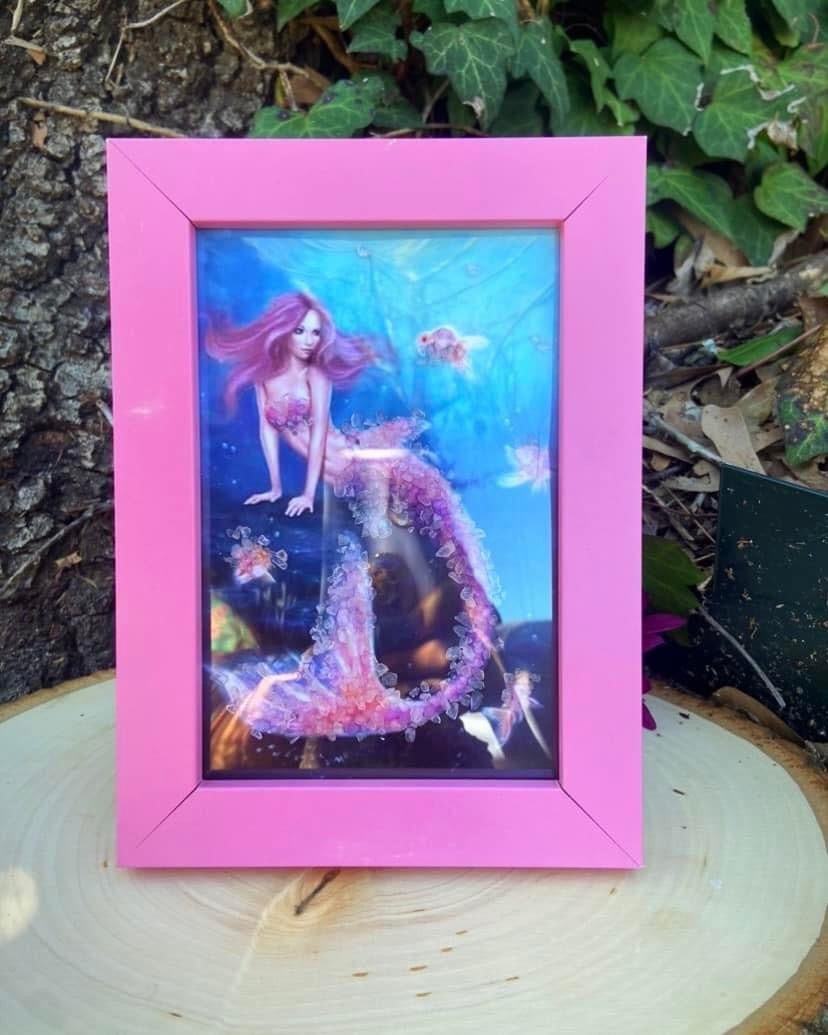 Rose Quartz Chips Mermaid Art