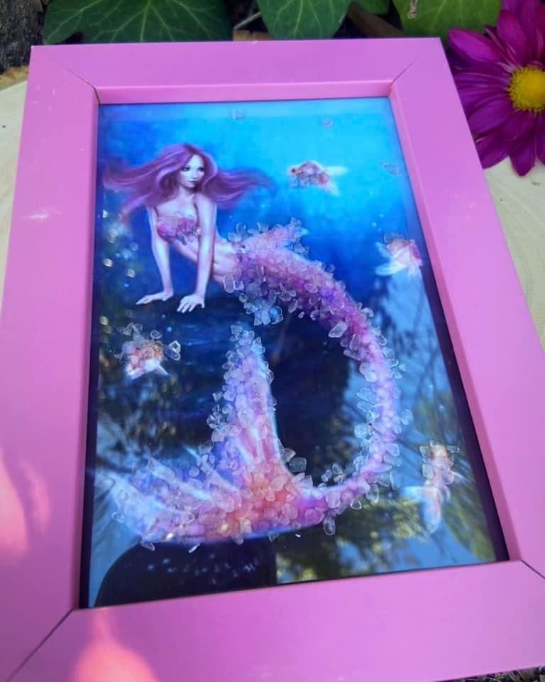 Rose Quartz Chips Mermaid Art