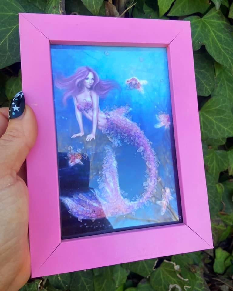 Rose Quartz Chips Mermaid Art