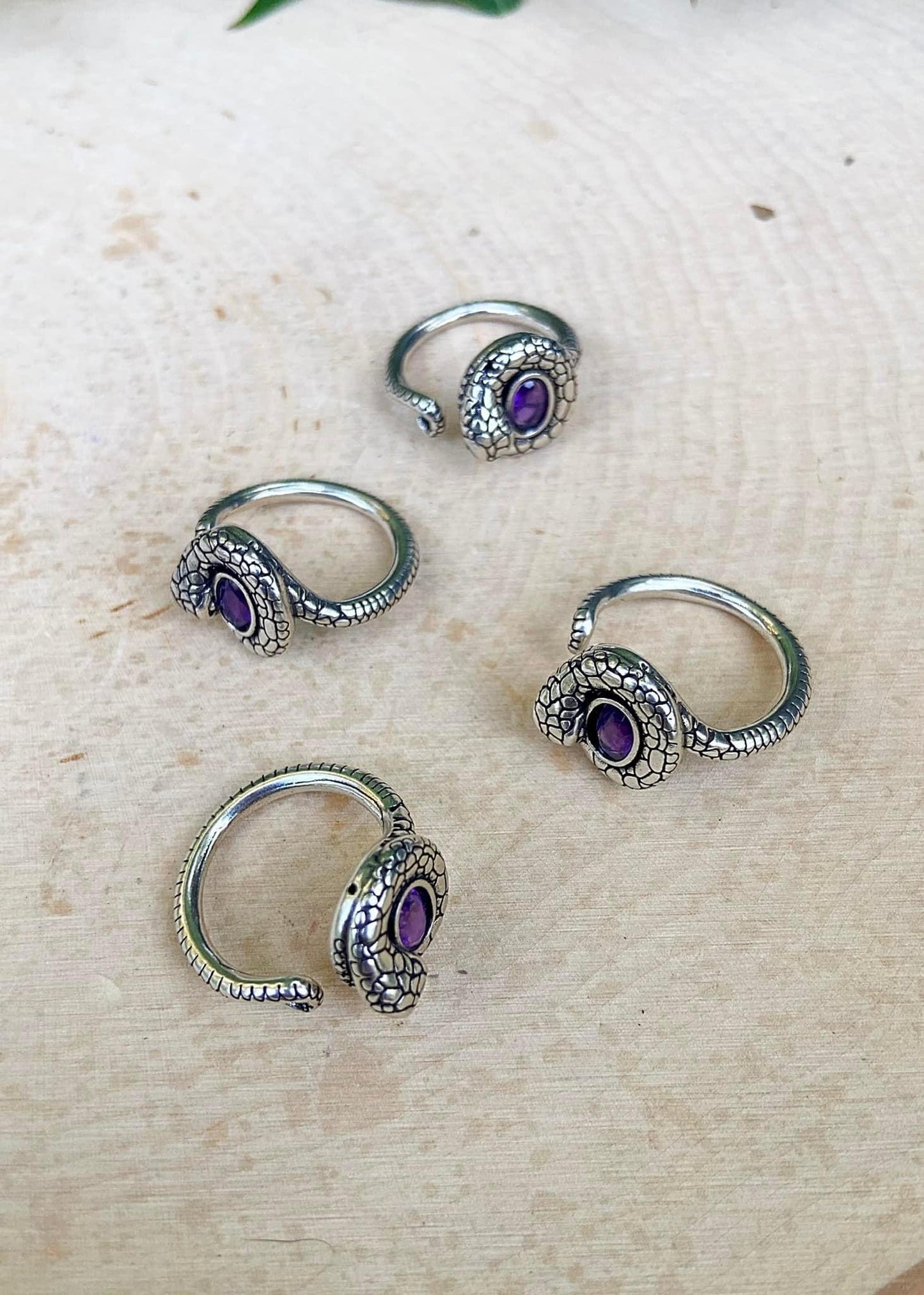 Amethyst Snake Rings