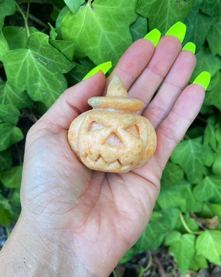 Orange Calcite Witch Pumpkin