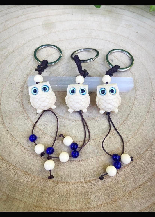 Ivory Nut Owl Keychains